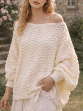 COZY Wave Knit Oversized Dolman Cottagecore Boho Poetcore